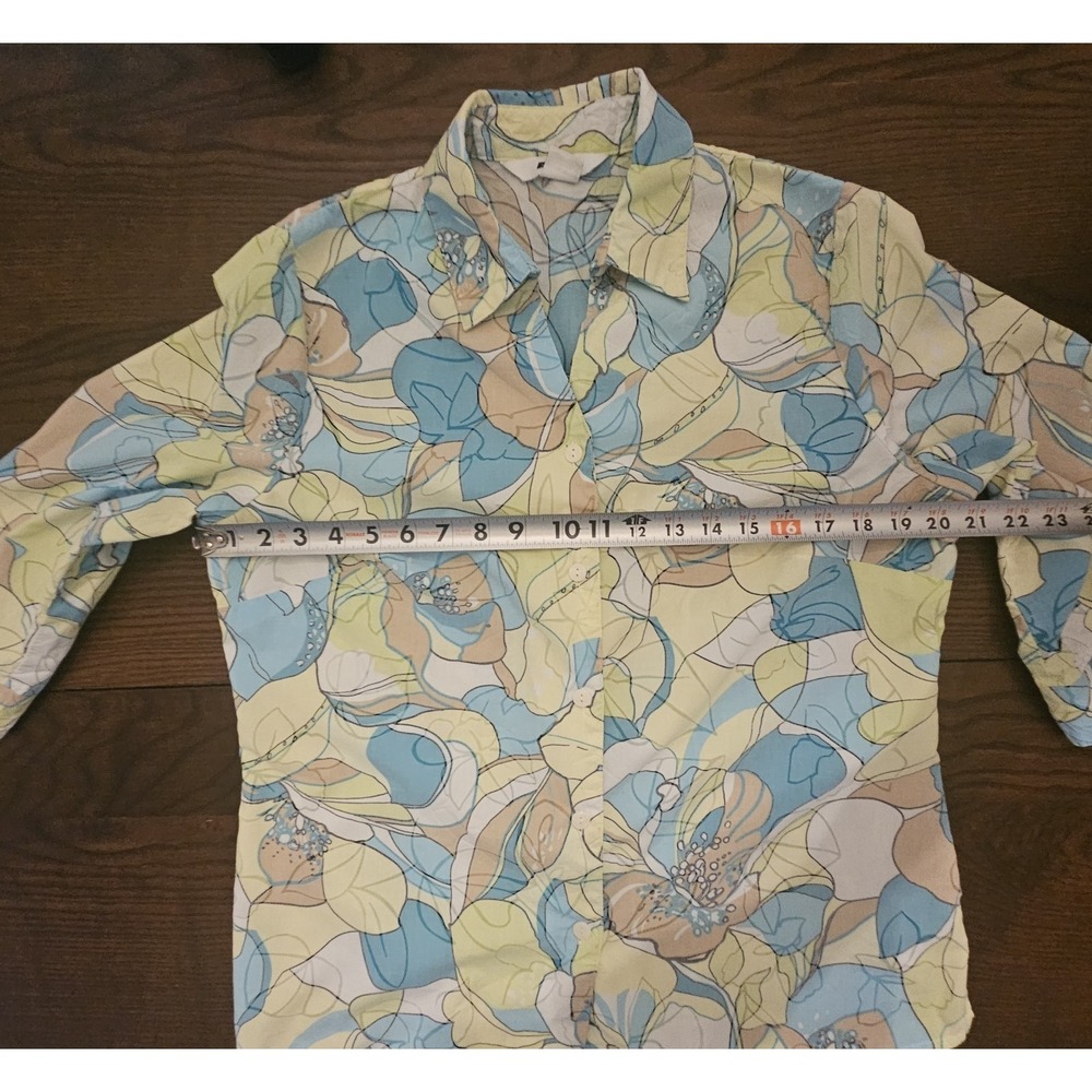 ALIA Tropical Colorful Button Up Women's Sz 10 - Picture 9 of 14